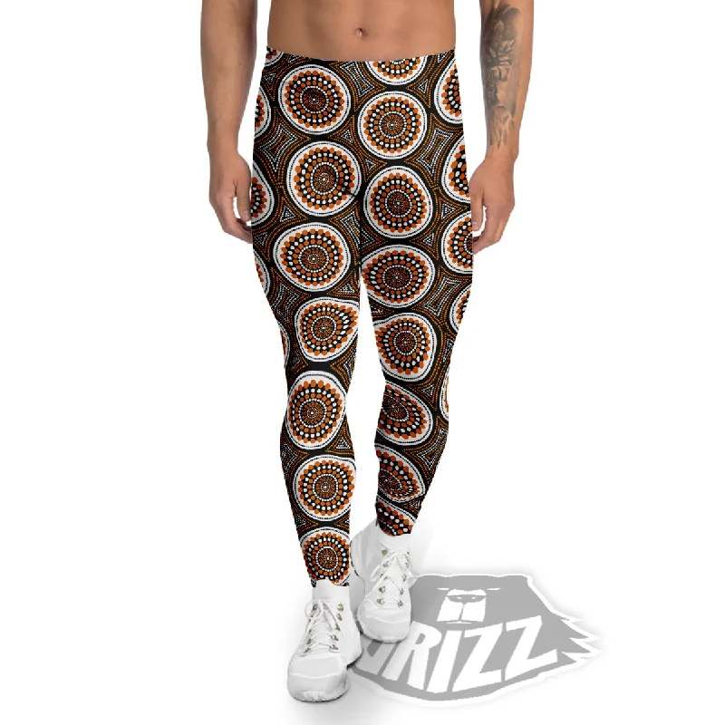 Now or Never Art Dot Aboriginal Print Pattern Men's Leggings