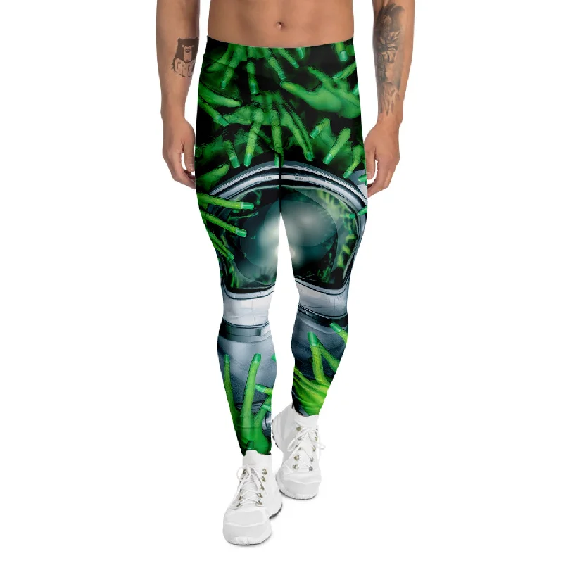 Savings Bonanza Astronaut And Alien Sci Fi Print Men's Leggings