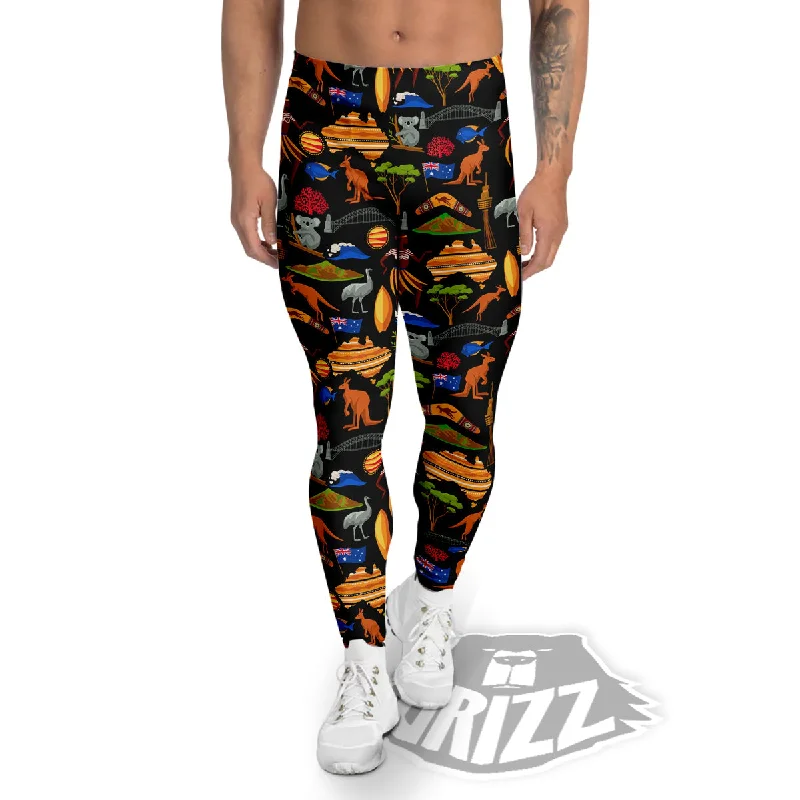 Exclusive Savings Australia Symbols Print Pattern Men's Leggings
