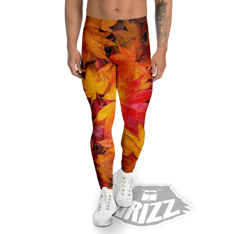 Savings Alert Autumn Leaves Print Men's Leggings