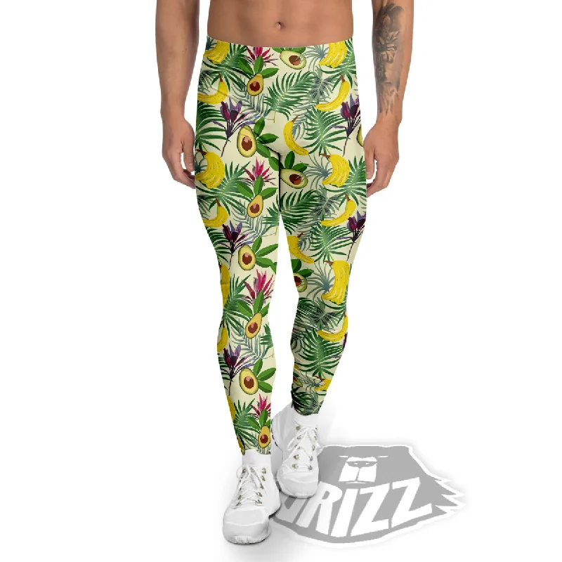 Deal Explosion Avocado Banana Leaf Print Pattern Men's Leggings
