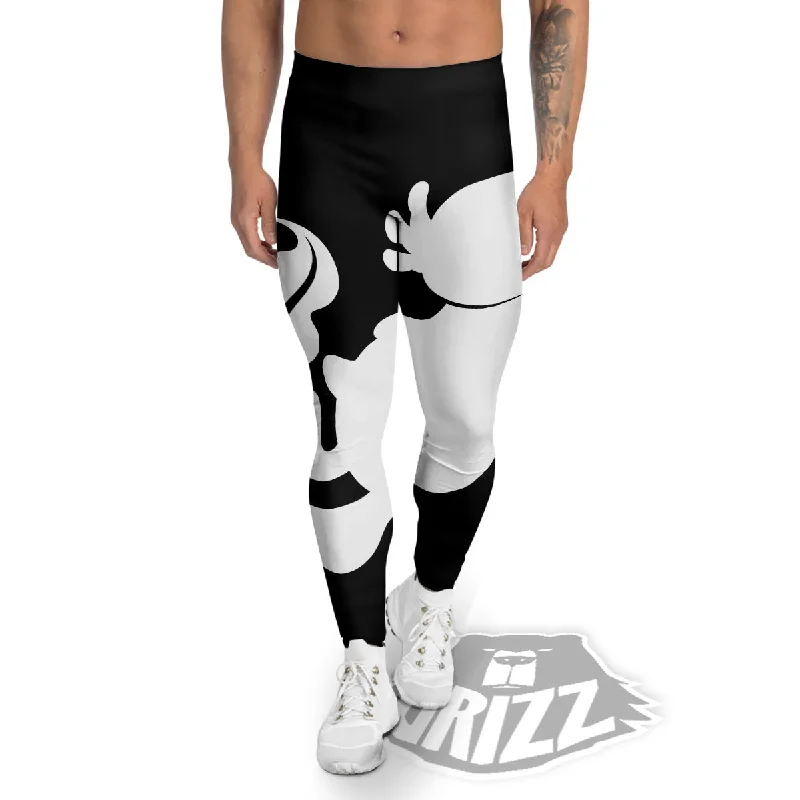 Markdown Madness Axolotl White And Black Print Men's Leggings