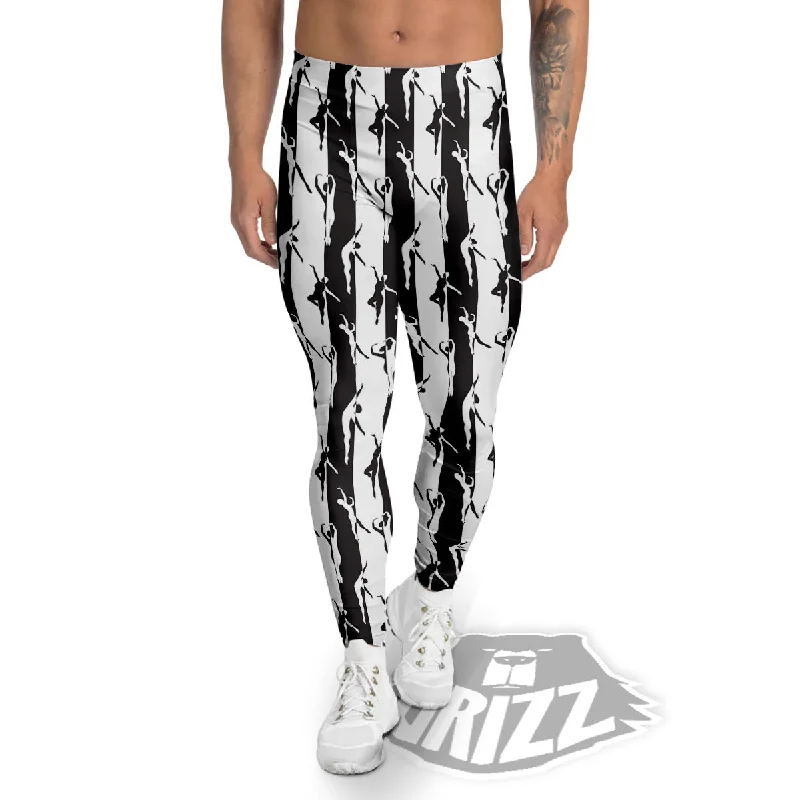 Buy More, Save More Ballet White And Black Print Pattern Men's Leggings