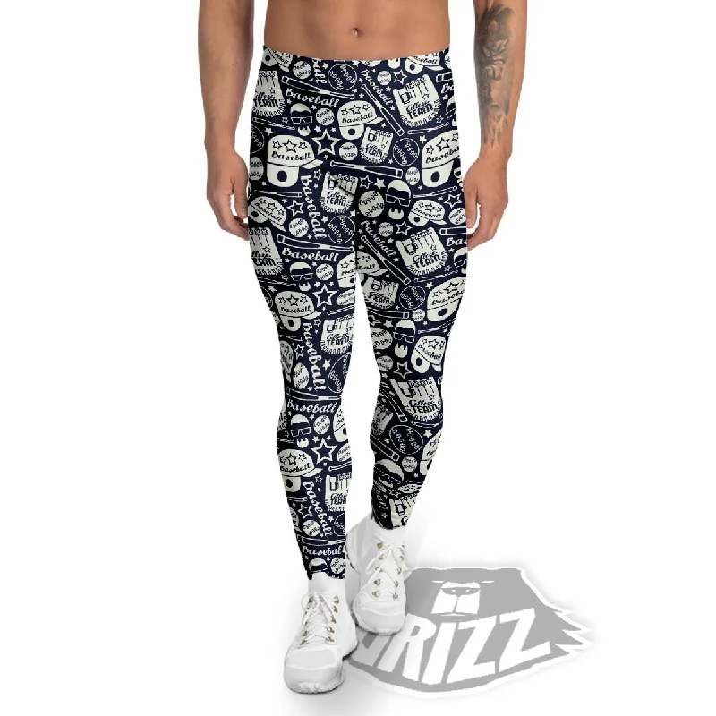 Quick Sale Baseball Black Print Pattern Men's Leggings