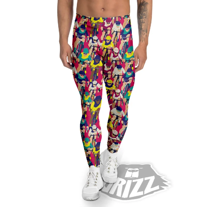 Early Access Bicycle Race Colorful Print Pattern Men's Leggings