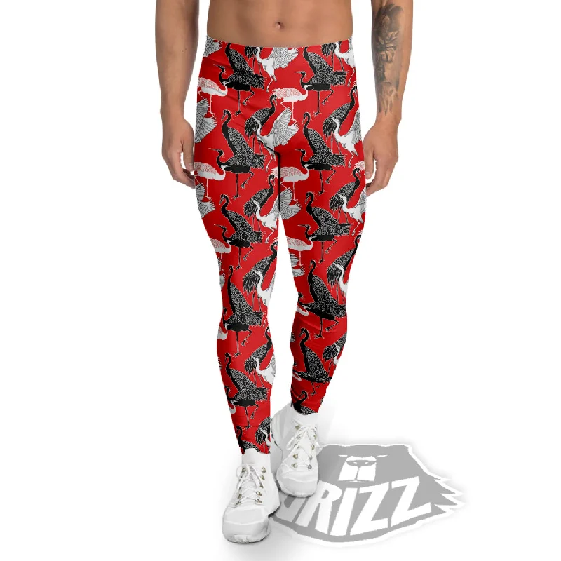 Amazing Deals Bird Crane Print Pattern Men's Leggings