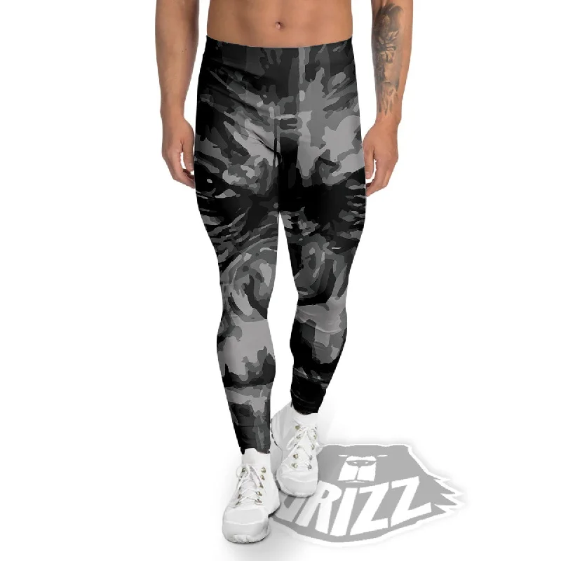 Special Savings Black And Grey Face Chimpanzee Print Men's Leggings