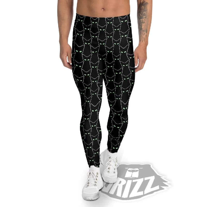 TIME-Limited Offer Black Cat Alien Print Pattern Men's Leggings