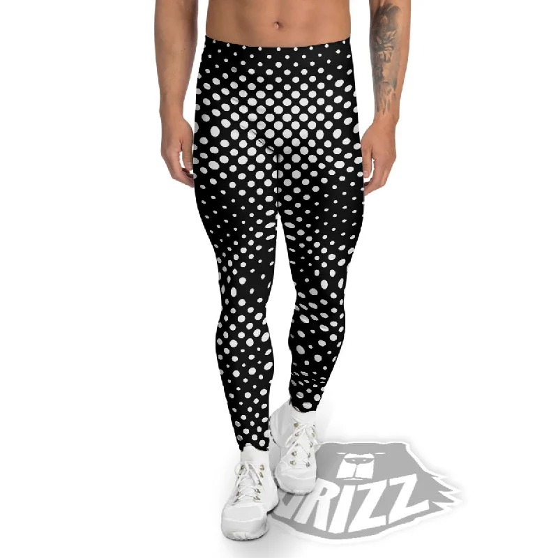 Low Prices Black White Polka Dots Skull Print Men's Leggings