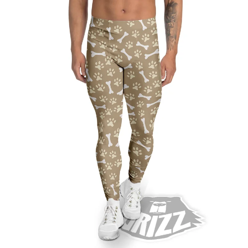 Today’s Special Bone And Beige Paw Print Pattern Men's Leggings
