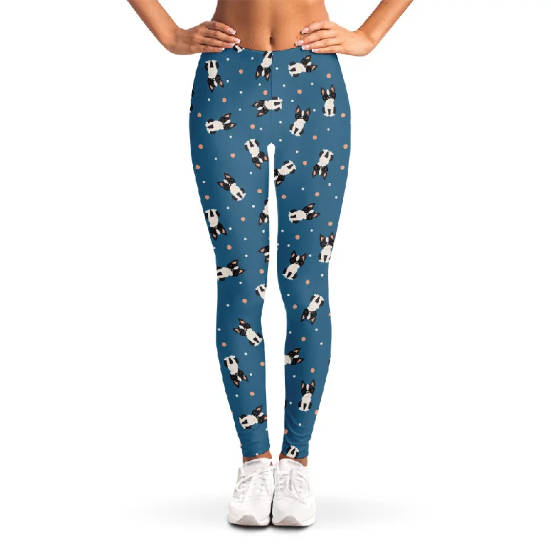 Limited Time Boston Terrier With Glasses Print Women's Leggings
