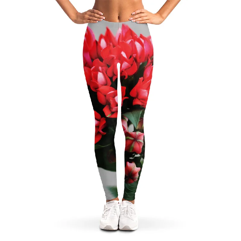 Closeout Bouvardia Flower Print Women's Leggings