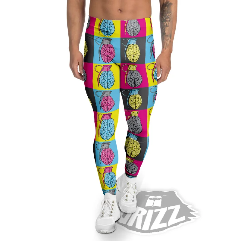 Exclusive Deal Brain Bomb Colorful Print Pattern Men's Leggings