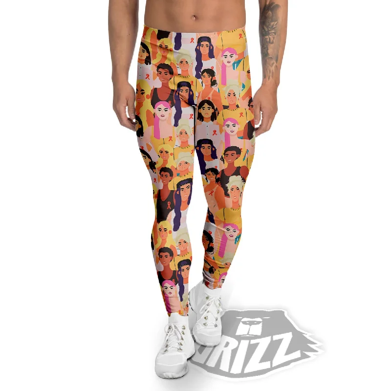 Year-End Clearance Breast Cancer Be Strong Print Pattern Men's Leggings