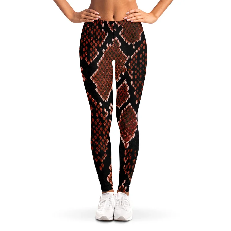Deal of the Week Brick Red Python Snakeskin Print Women's Leggings
