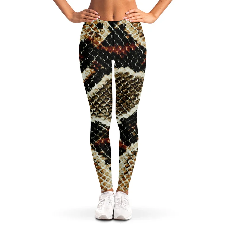 Online Only Brown And Black Snakeskin Print Women's Leggings