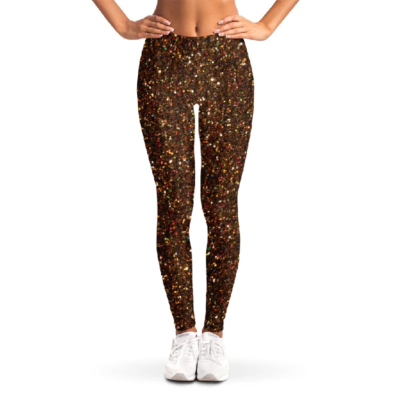 Daily Deals Brown (NOT Real) Glitter Print Women's Leggings