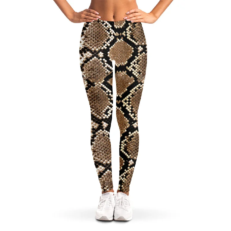 Savings Spectacular Brown Python Snakeskin Print Women's Leggings
