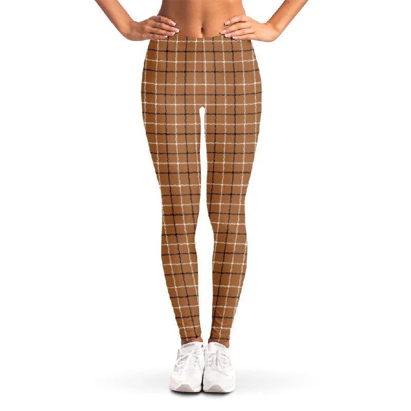 Deal Frenzy Brown Tattersall Pattern Print Women's Leggings