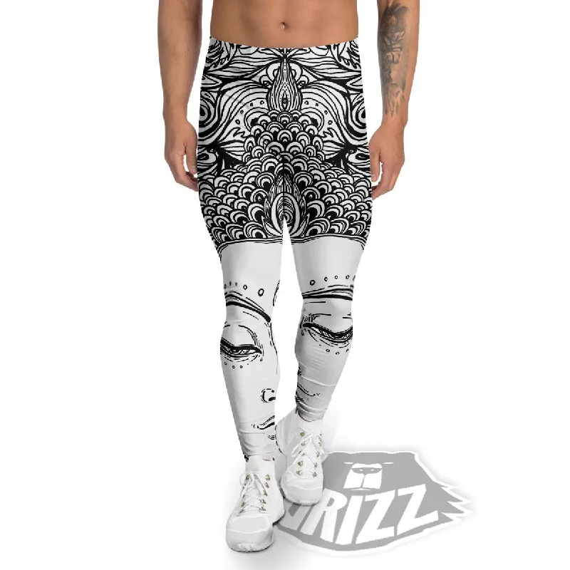 Special Price Buddha Mandala Spiritual Black White Print Men's Leggings