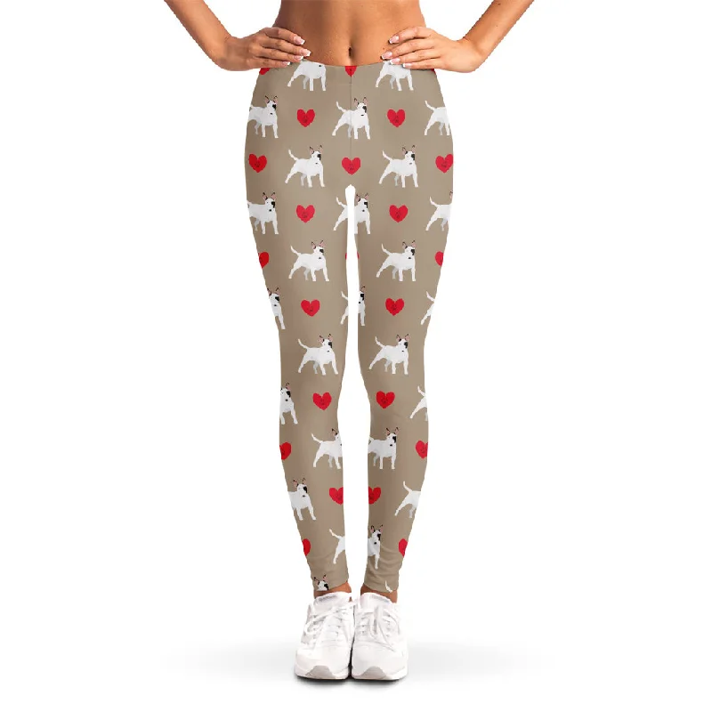 Limited Time Discount Bull Terrier Heart Pattern Print Women's Leggings