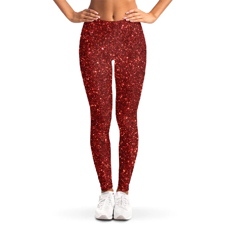 While Supplies Last Burgundy (NOT Real) Glitter Print Women's Leggings