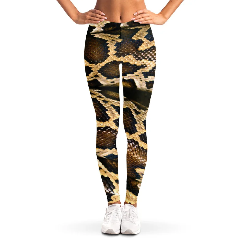 Doorbuster Deal Burmese Python Snake Print Women's Leggings