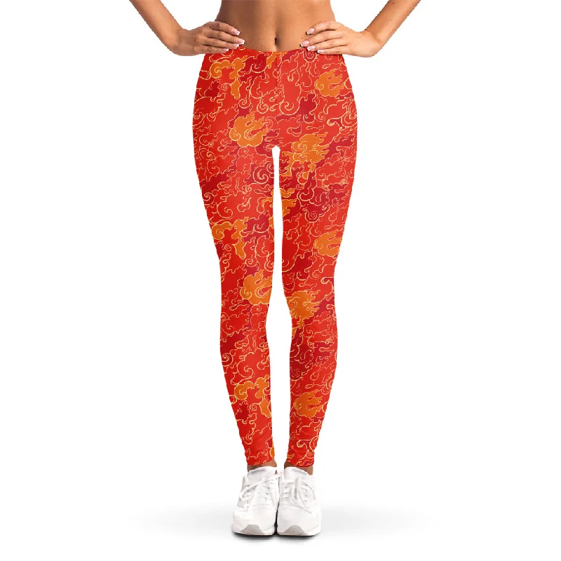 Flash Sale Burning Japanese Flame Pattern Print Women's Leggings