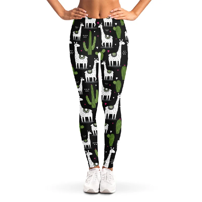 Year-End Clearance Cactus And Llama Pattern Print Women's Leggings