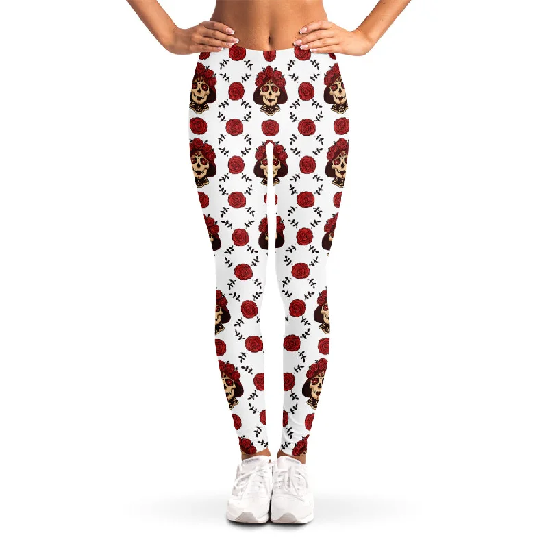 Super Deal Calavera Girl Skull Pattern Print Women's Leggings
