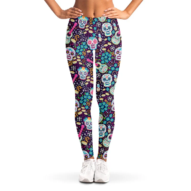 Steals and Deals Calaveras Day Of The Dead Pattern Print Women's Leggings