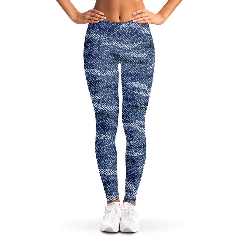 Price Cut Camo Denim Jeans Pattern Print Women's Leggings