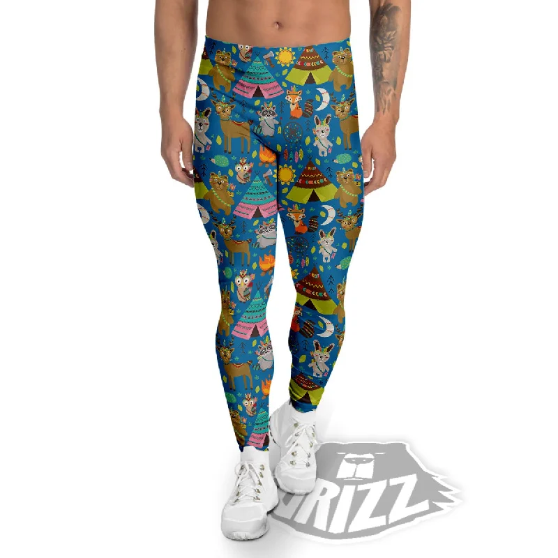 YEAR-End Sale Camping Animal Print Pattern Men's Leggings