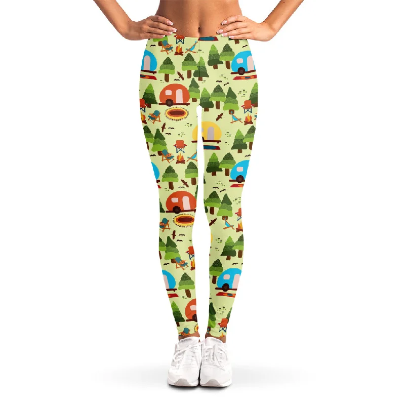 Final Clearance Camping Picnic Pattern Print Women's Leggings