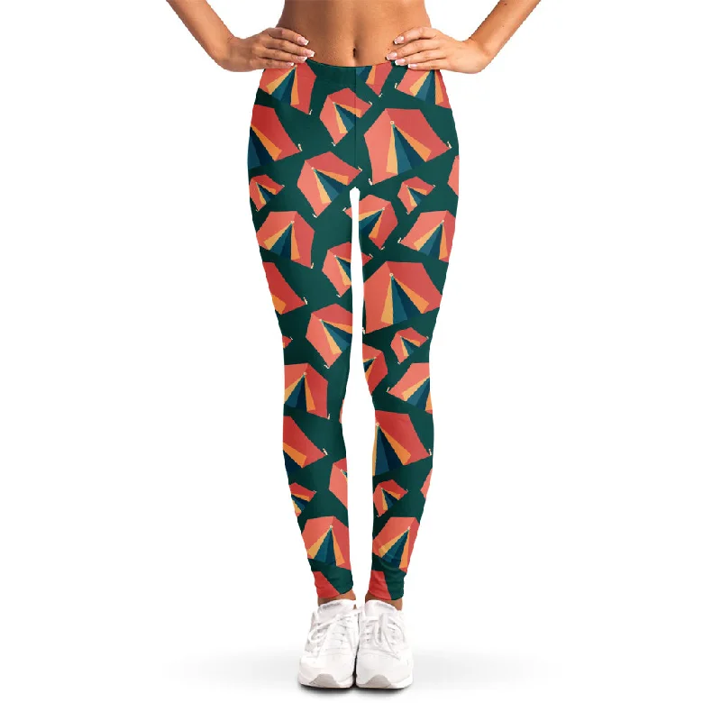 Don't Wait Camping Tent Pattern Print Women's Leggings
