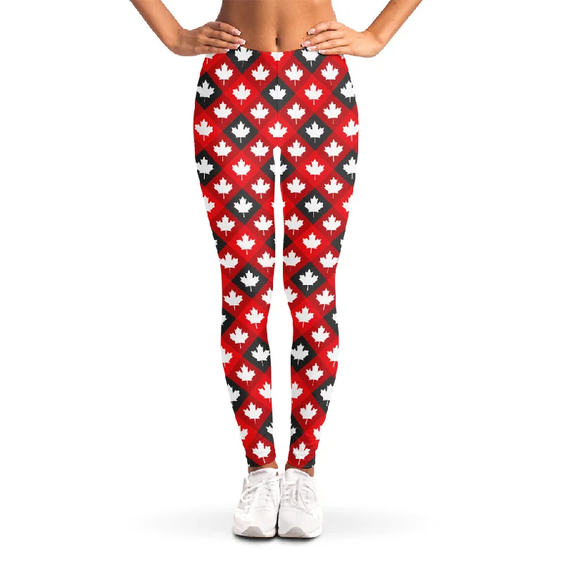 Closeout Canada Maple Leaf Pattern Print Women's Leggings