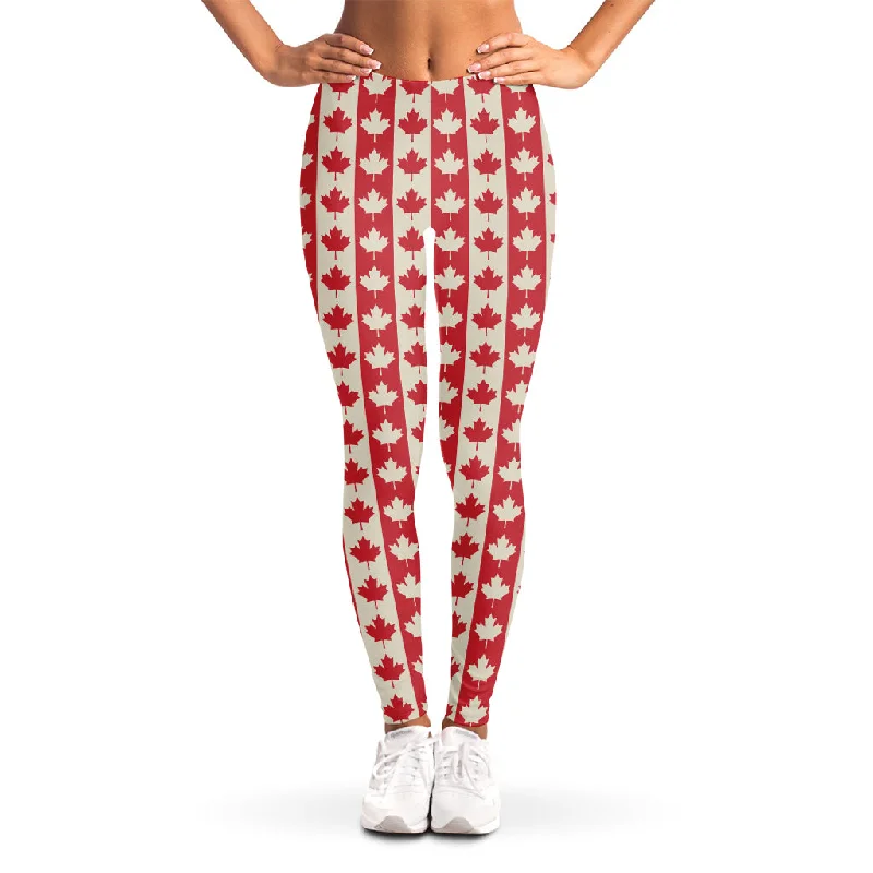 Bonus Savings Canadian Maple Leaf Pattern Print Women's Leggings