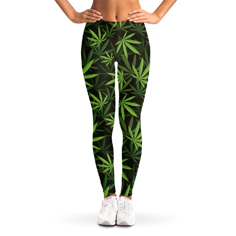 Weekend Deal Cannabis Leaves Pattern Print Women's Leggings