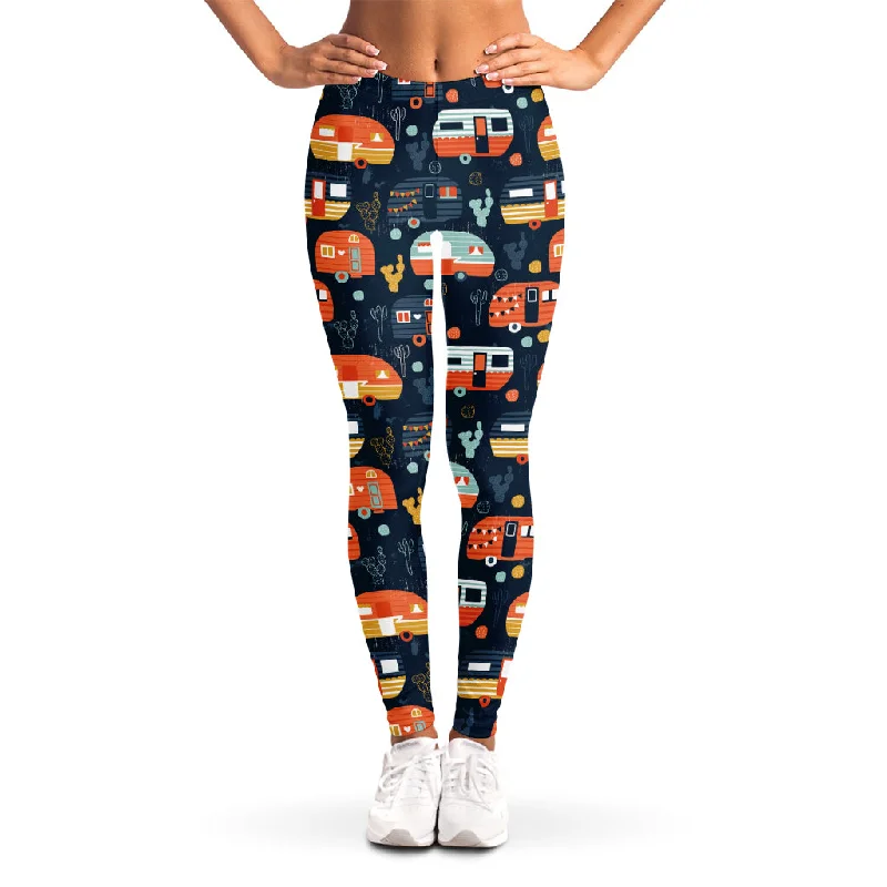 Now or Never Caravan Camping Pattern Print Women's Leggings