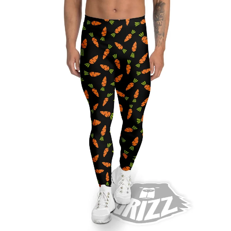 Online Only Carrot Black Print Pattern Men's Leggings