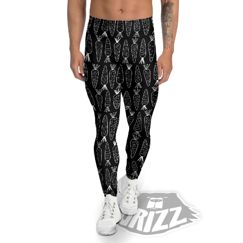 New Deals Carrot White And Black Print Pattern Men's Leggings