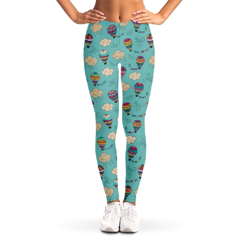 Midnight Madness Cartoon Air Balloon Pattern Print Women's Leggings