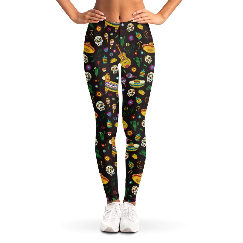 Savings Spectacular Cartoon Cinco de Mayo Pattern Print Women's Leggings