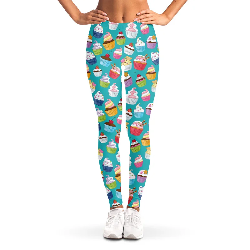 Discount Days Cartoon Cupcake Pattern Print Women's Leggings