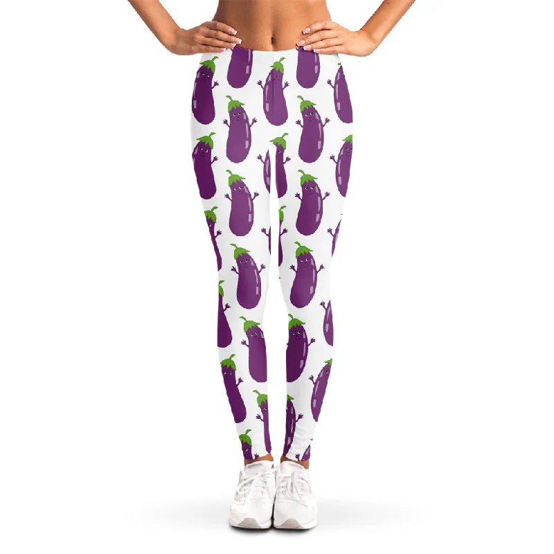 Savings Bonanza Cartoon Eggplant Pattern Print Women's Leggings