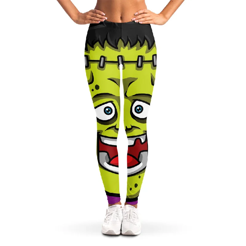 Blowout Sale Cartoon Frankenstein Print Women's Leggings