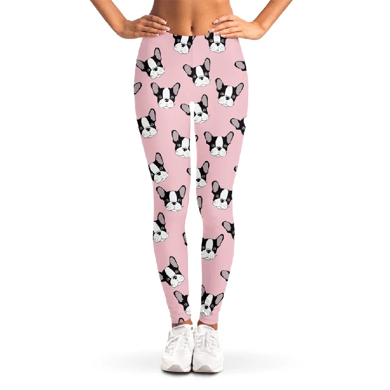 Referral Discount Cartoon French Bulldog Pattern Print Women's Leggings