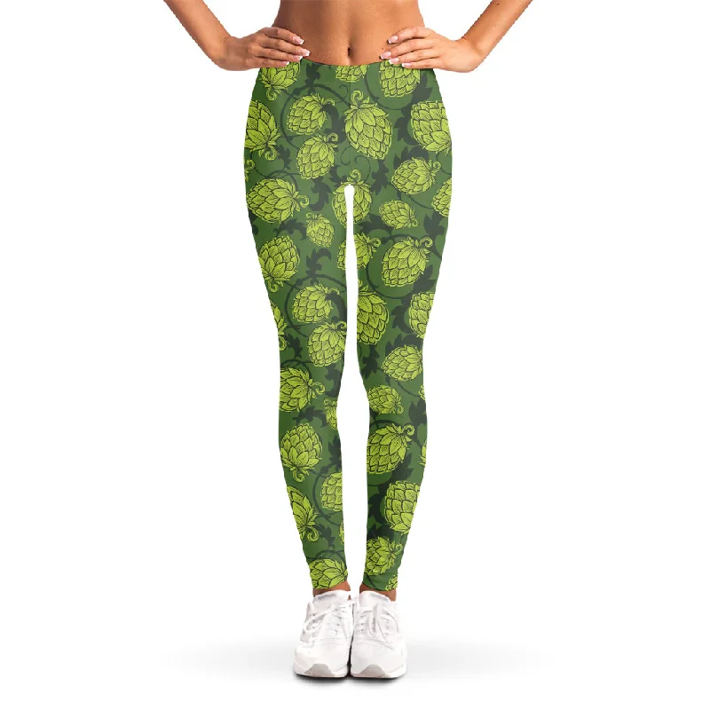 Loyalty Reward Cartoon Hop Cone Pattern Print Women's Leggings