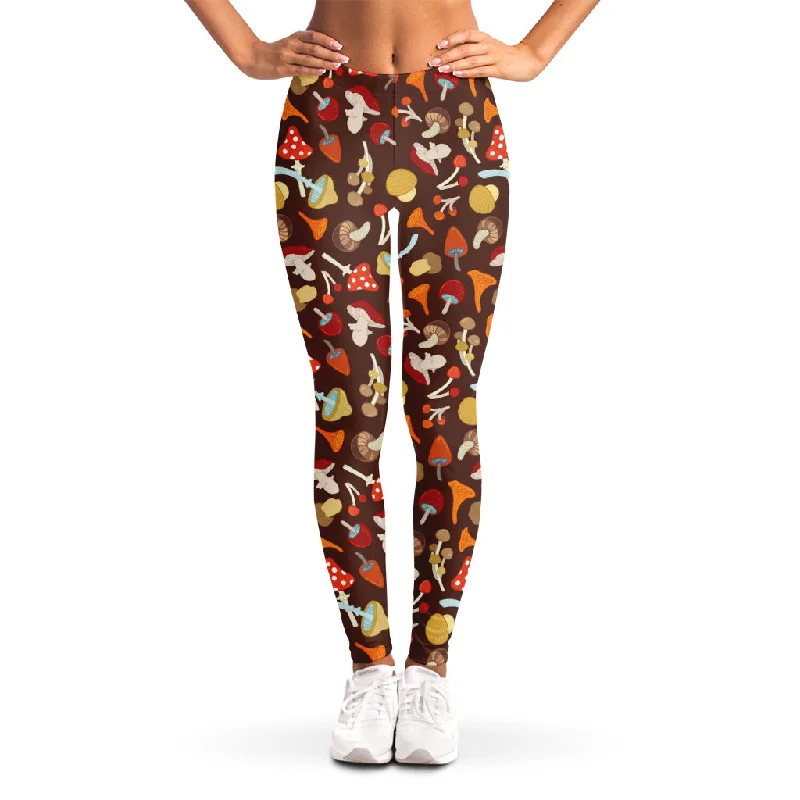 Early Bird Discount Cartoon Mushroom Pattern Print Women's Leggings