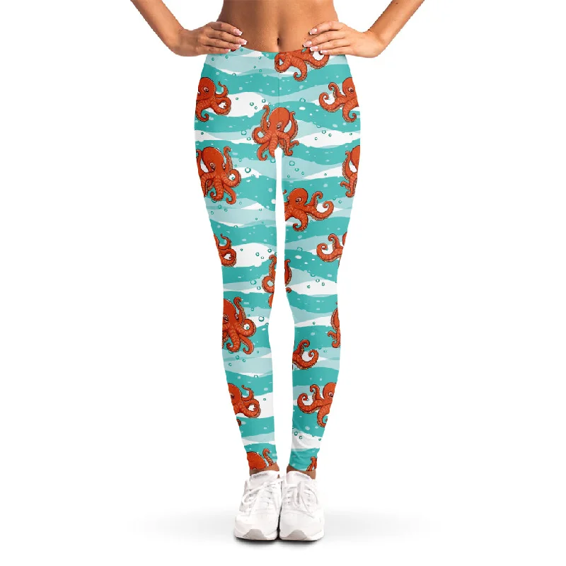 Limited Edition Cartoon Octopus Pattern Print Women's Leggings